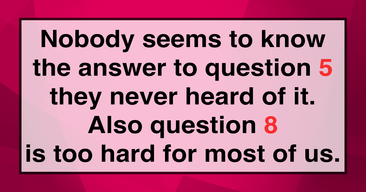 Banner for Quiz with assorted general knowledge questions.