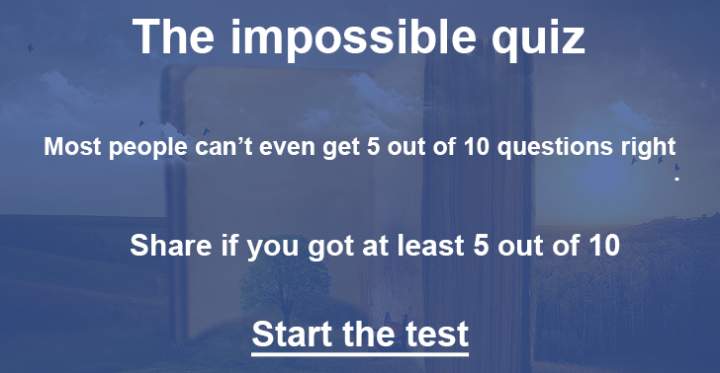 Banner for Try to score at least 5 out of 10 in this impossible mixed knowledge quiz?